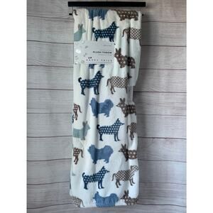 Happy Tails Plush Throw Blanket Dog Puppy Pattern 50x70"
